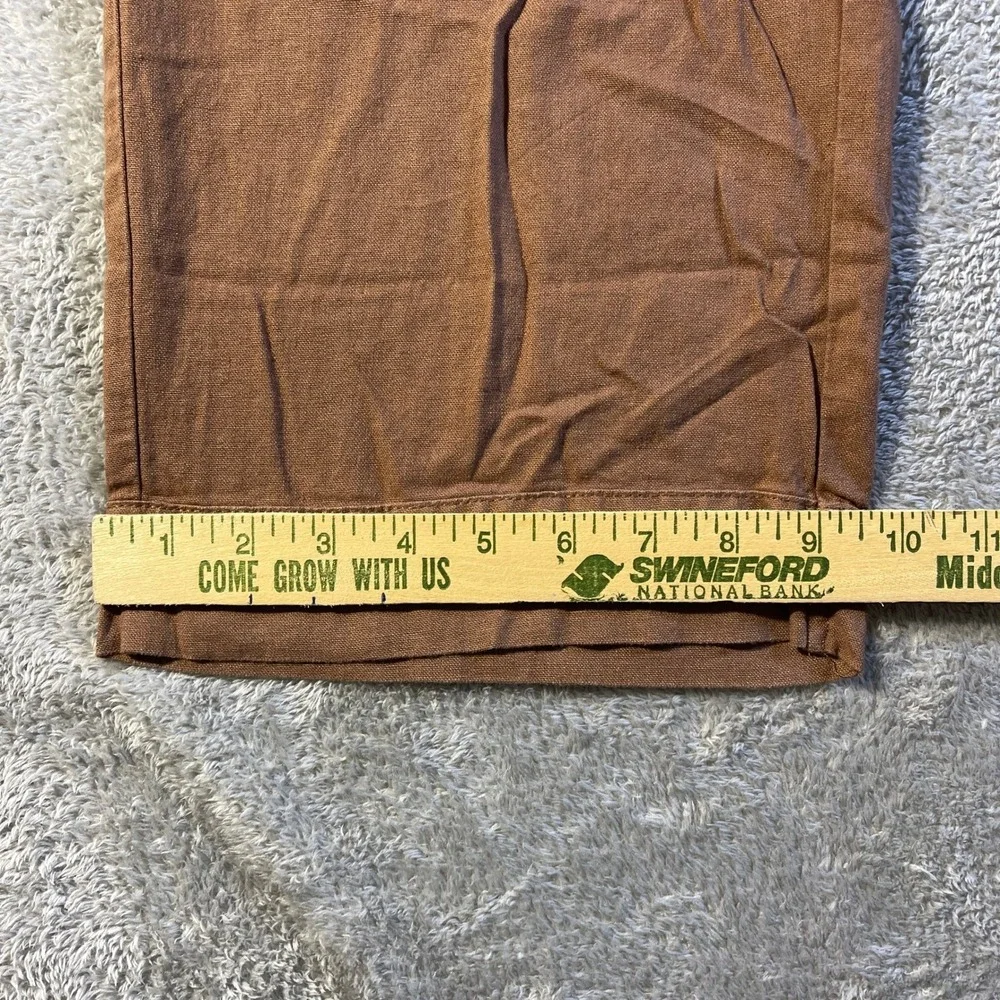 Cato Women's Brown Linen‎ Blend Cargo Capri Pants Medium Elastic Cargo Pockets